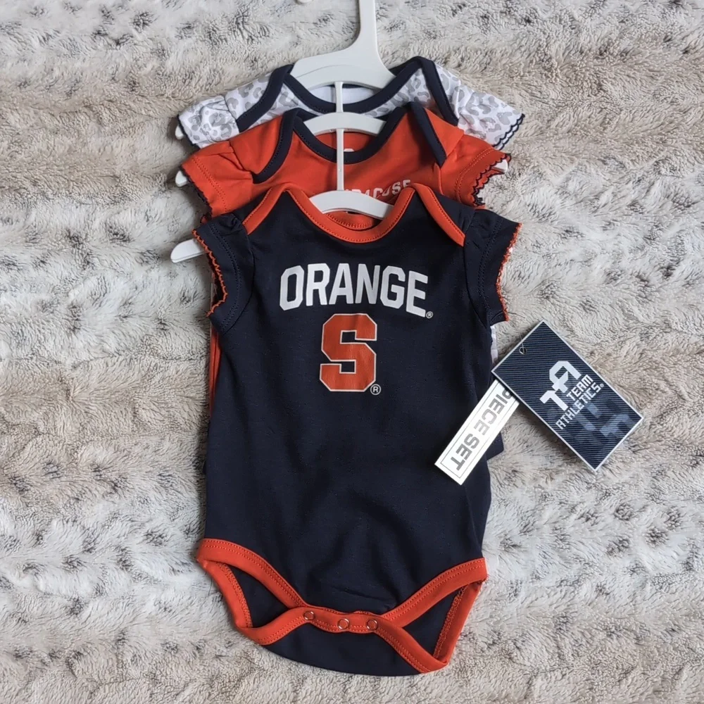 Syracuse Orange Girl's Officially Licensed Leopard Print 3 Piece Creeper…